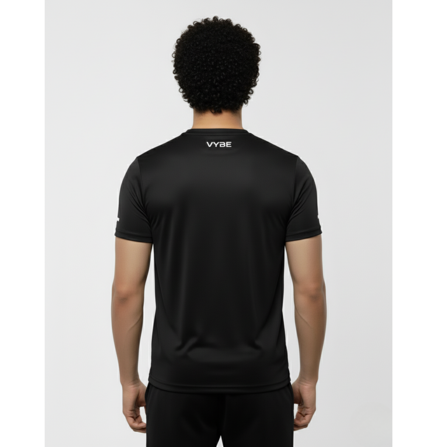 Foundation gym tee in Noir – black premium activewear t-shirt from VYBE Studios
